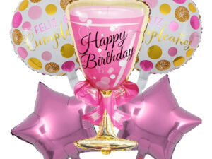 Set De Globos Decoración 5 Uds Motivo Copa Feliz Cumpleaños
