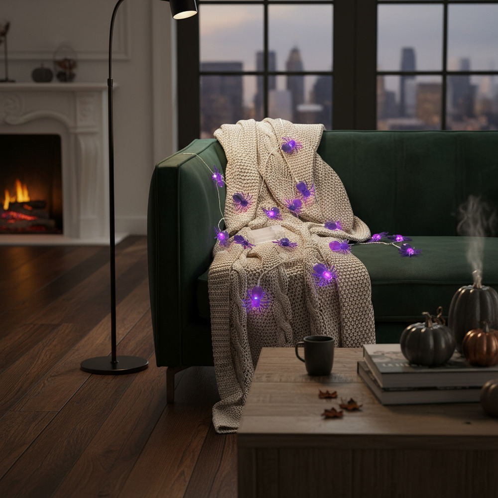 Guirnalda Con Luces 10 Uds Forma Arañas / Halloween - Imagen 2