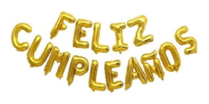 Globos Metálicos Feliz Cumpleaños Letras Doradas De 40 Cms