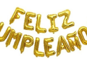 Globos Metálicos Feliz Cumpleaños Letras Doradas De 40 Cms
