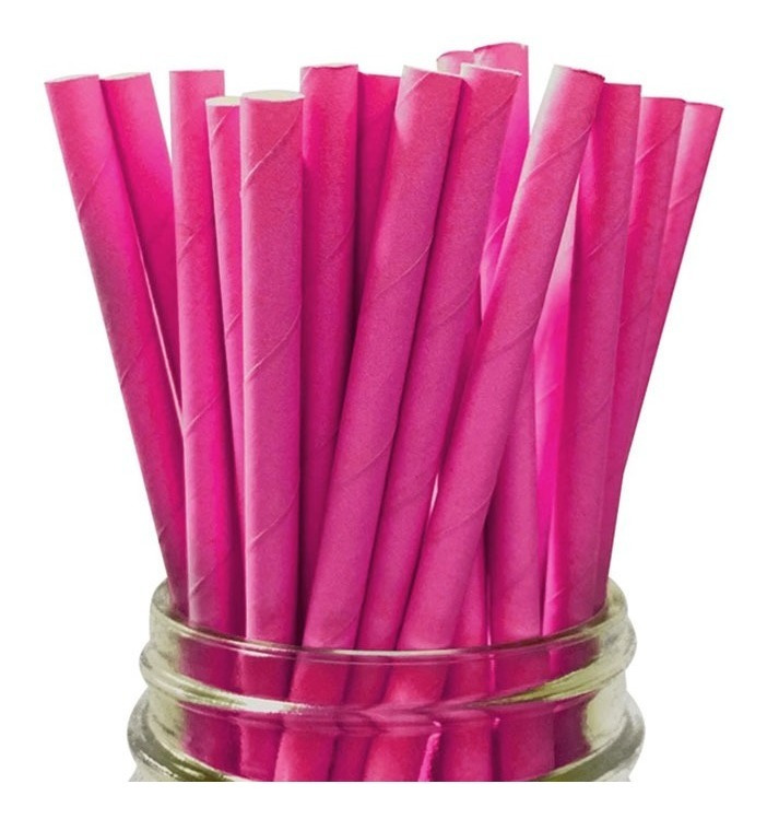 Pack 24 Uds Bombillas De Papel Con Diseños Unicolor - Imagen 2