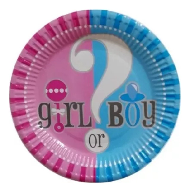 Pack 10uds Plato Pequeño Cartón/diseño Girl ? Boy Revelación