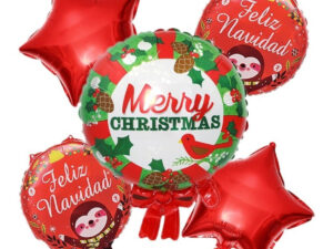 Set De Globos Decoración 5 Uds Motivo ( Navidad )