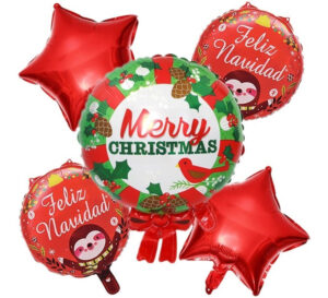 Set De Globos Decoración 5 Uds Motivo ( Navidad )