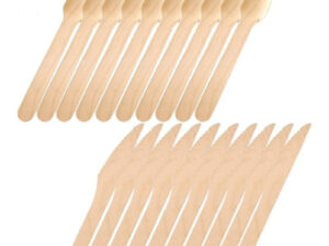 Pack 20 Uds Cubierto Madera Biodegradable / Cuchillo Tenedor