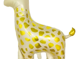 Globo Metálico Decoración Animal Jirafa Beige Manchas Dorada