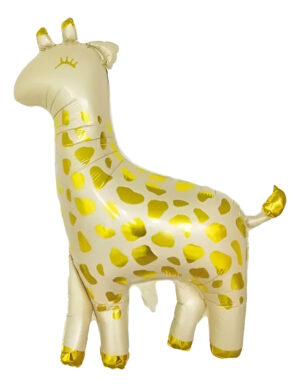 Globo Metálico Decoración Animal Jirafa Beige Manchas Dorada