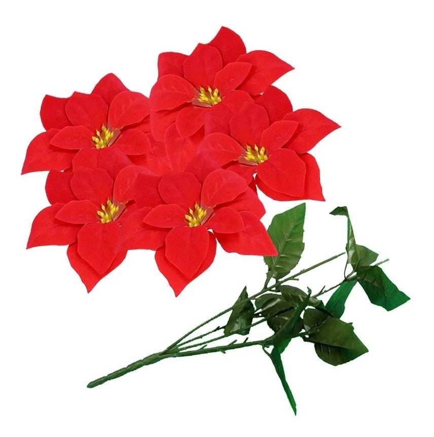 Flores De Navidad / Artificial / Decoración / Ramo 5 Flores - Imagen 2