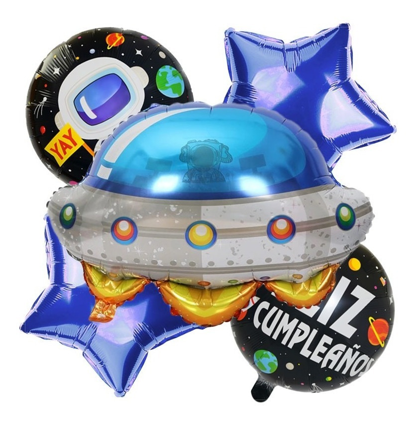 Set De Globos Decoración 5 Uds Espacial + Estrellas - Imagen 2
