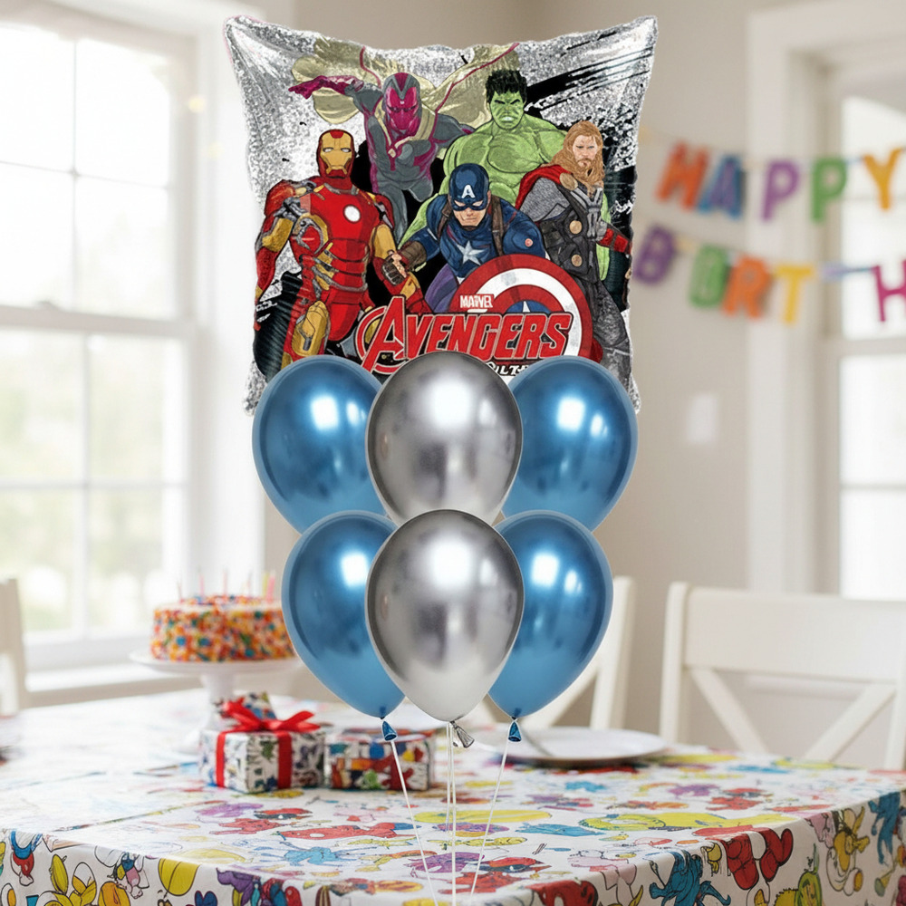 Set De Globos Decoración 7 Uds Superhéroe Marvel - Imagen 3