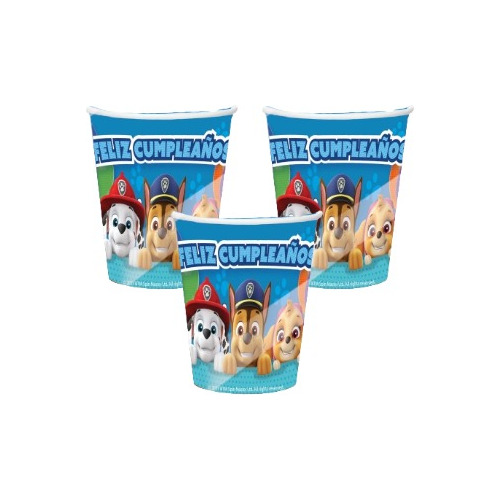 Pack 6 Uds Vaso De Cartón Con Diseño Paw Patrol