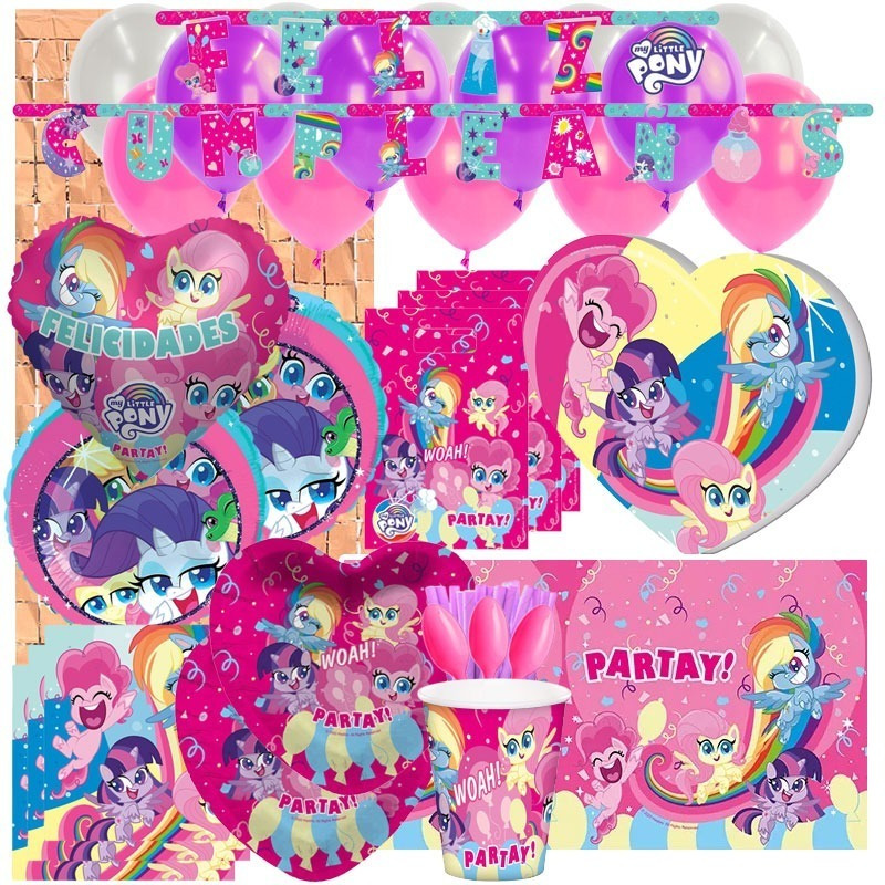 Set Decoración Fiesta Globos + Piñata Motivo My Little Pony