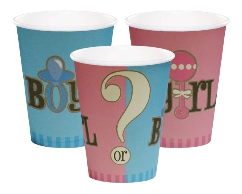 Pack 10 Uds Vaso De Cartón Con Diseño Revelación Girl Or Boy