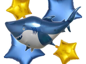 Set De Globos Decoración 5 Uds Tiburón Grande + Estrellas