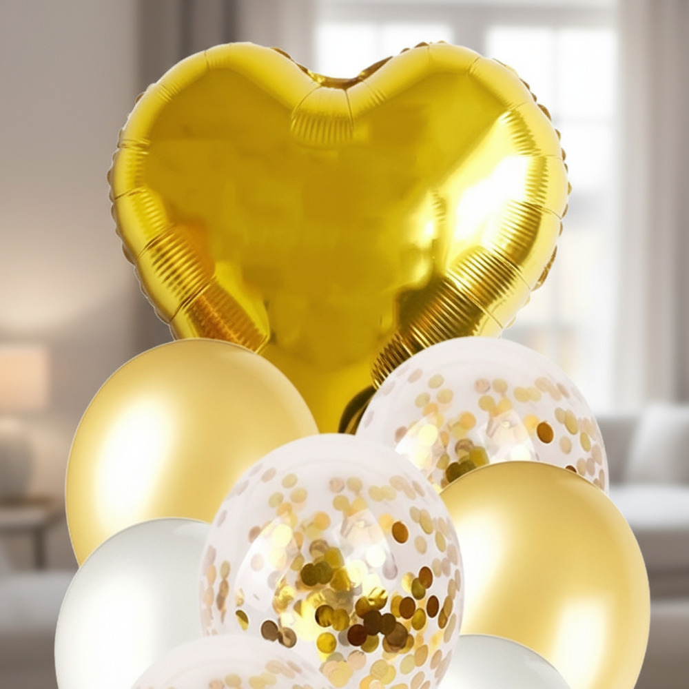 Set De Globos Decoración 9 Uds Corazón + Inflador - Imagen 8