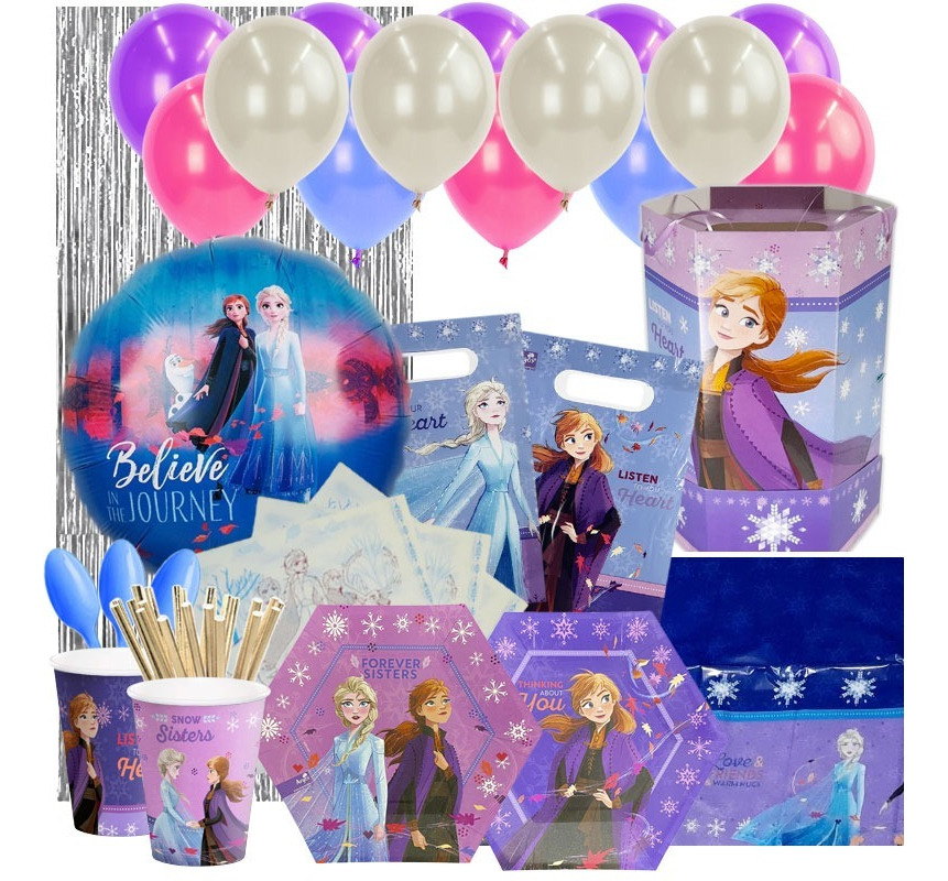 Set Decoración Fiesta + Globos + Piñata Motivo Frozen 6 Pers