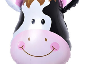 Globo Metálico Silueta Grande Cara De Vaca Motivo Animales