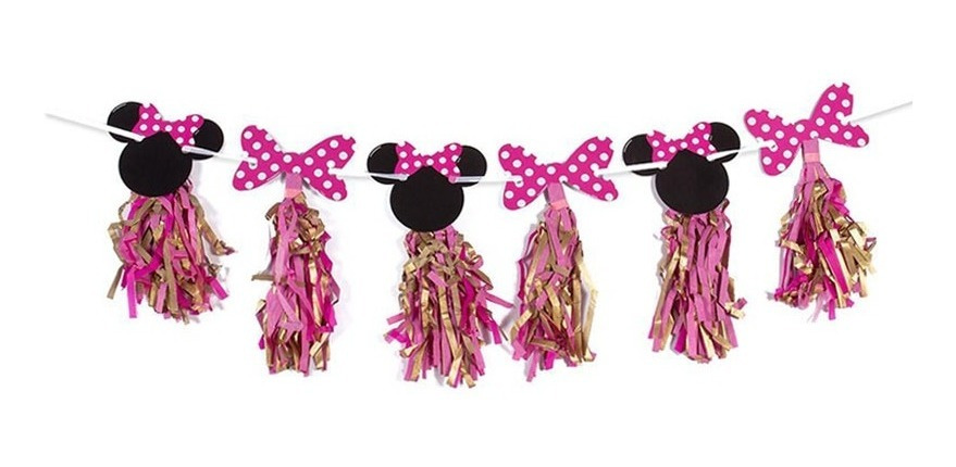 Guirnalda Borla Para Decoración Fiesta Motivo Minnie Mouse