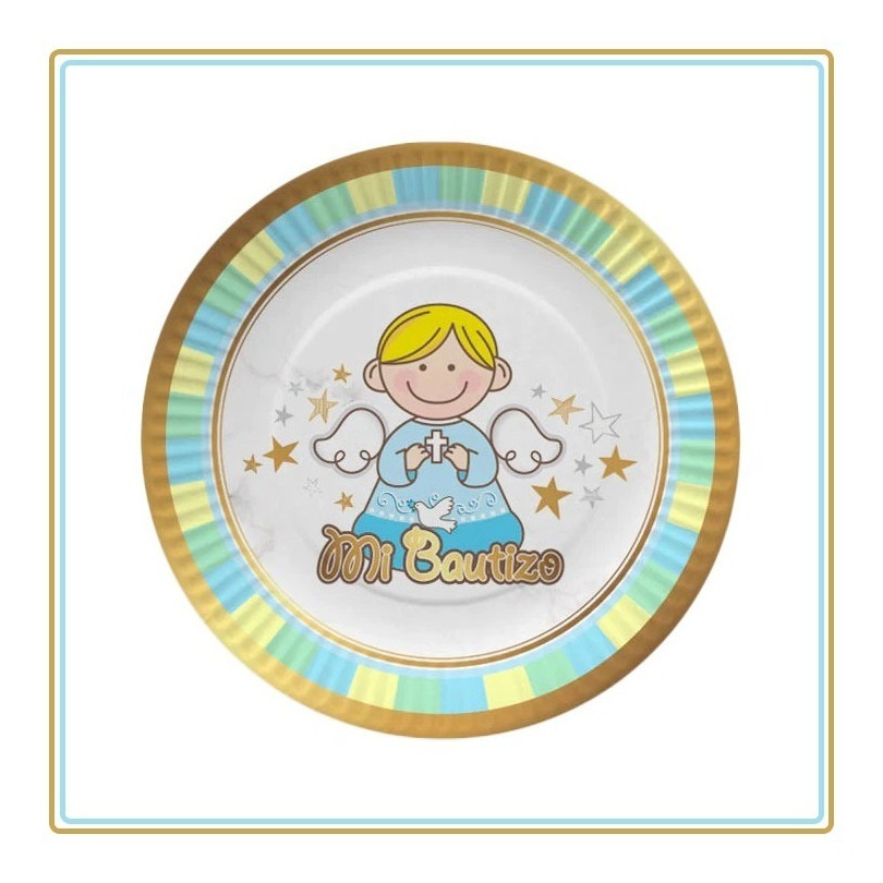 Pack 6 Uds Plato Pequeño Cartón / Diseño Mi Bautizo - Imagen 3