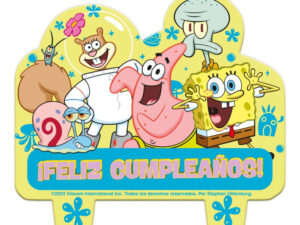 Vela Para Decoración De Torta Con Motivo Bob Esponja 2 D