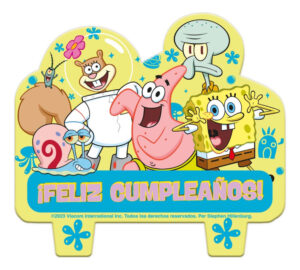 Vela Para Decoración De Torta Con Motivo Bob Esponja 2 D