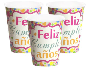 Pack 10 Uds Vaso De Cartón Con Frase Feliz Cumpleaños