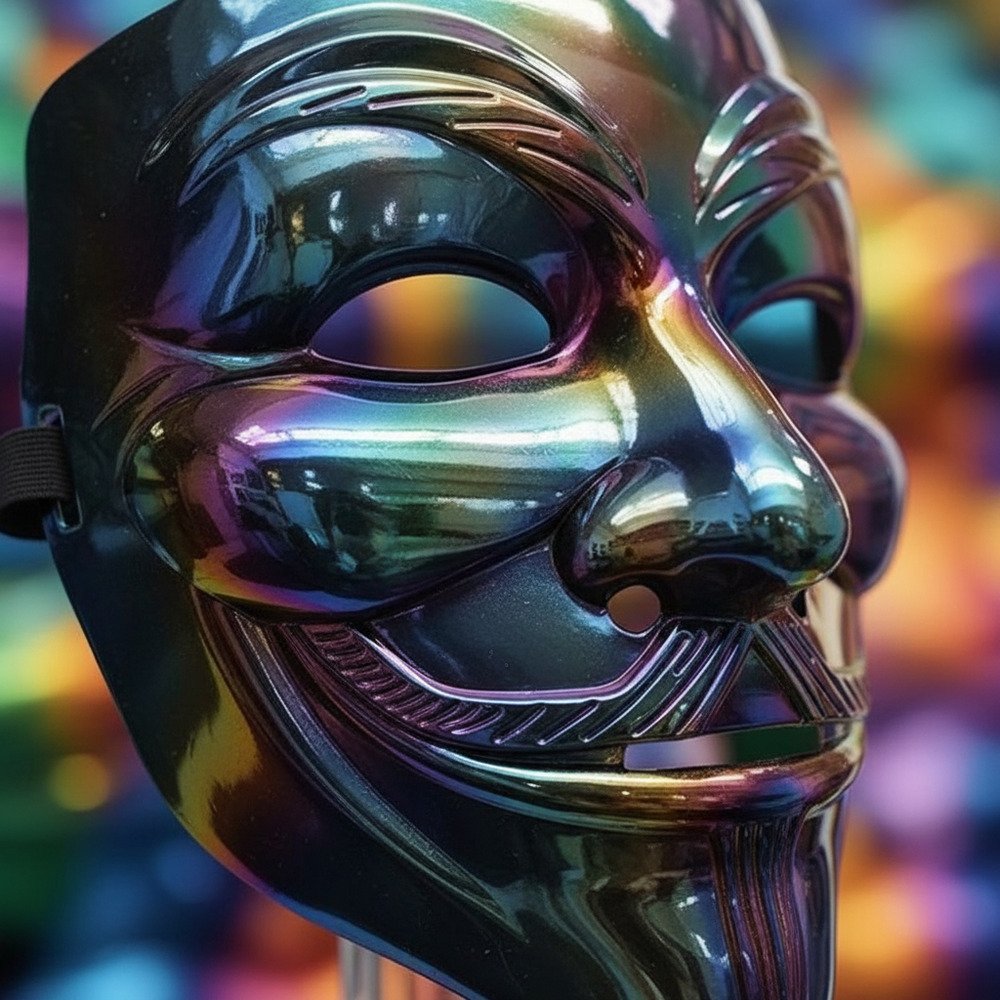 Mascara Para Tu Disfraz Anonymous Con Efecto Tornasol - Imagen 3