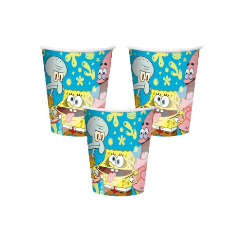 Pack 6 Uds Vaso De Carton Con Diseño Bob Esponja