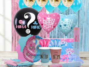 Set Decoración Fiesta + Globos / Motivo Revelación De Sexo