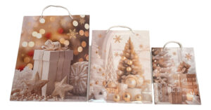 Bolsas Navideñas (pack 3) Para Regalos, Invierno Premium.