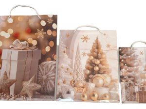 Bolsas Navideñas (pack 3) Para Regalos, Invierno Premium.