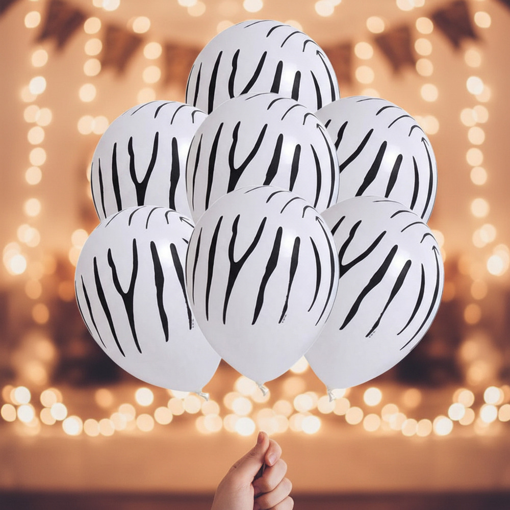 Set Globos Decoración 10 Uds Globos Látex Diseño Rayas Cebra - Imagen 4