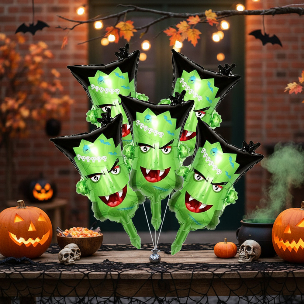 Pack 5 Uds Globo Metálico Para Halloween / Monstruo Verde - Imagen 2