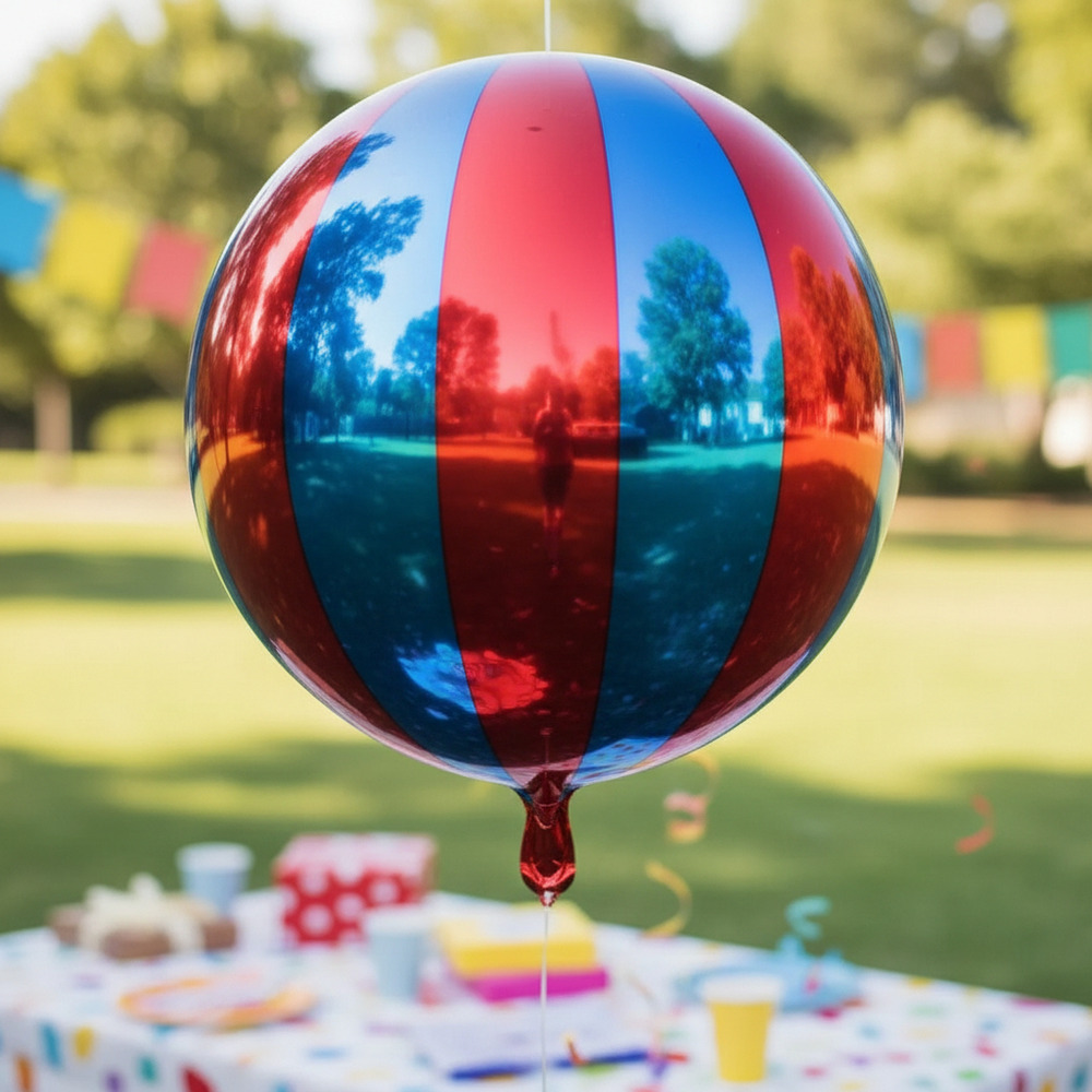 Globo Metálico Esfera Color Rojo / Azul / Efecto 4 D - Imagen 2