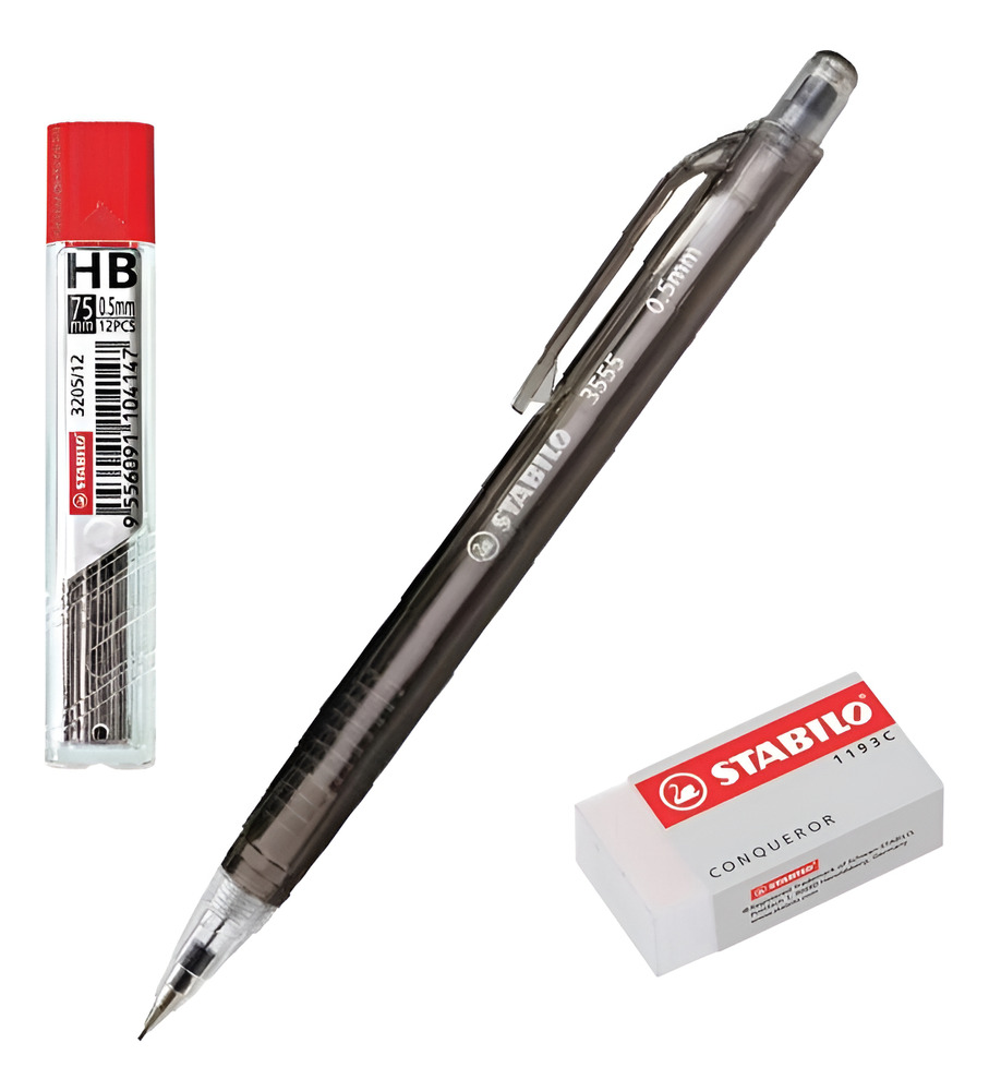 Pack Escolar Stabilo / Portamina + Borrador + Minas Hb0.5mm