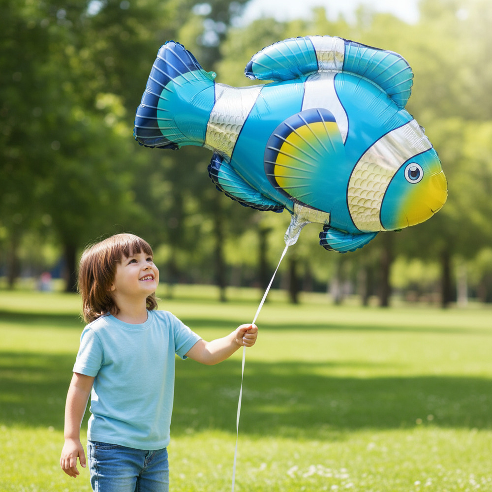 Globo Metálico Silueta Pez Payazo / Azul - Imagen 3