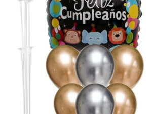 Set Globos Decoración 7 Uds Feliz Cumpleaños + 1 Base