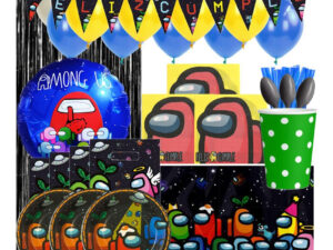Set De Cumpleaños + Globos Motivo Among Us 6 Personas