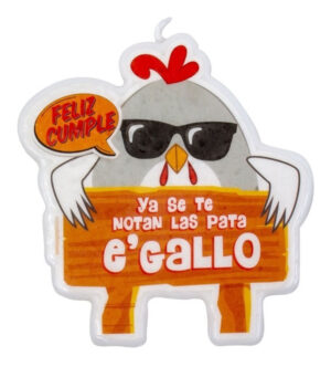 Vela Para Decoración De Torta Diseño Gallo / Mensaje