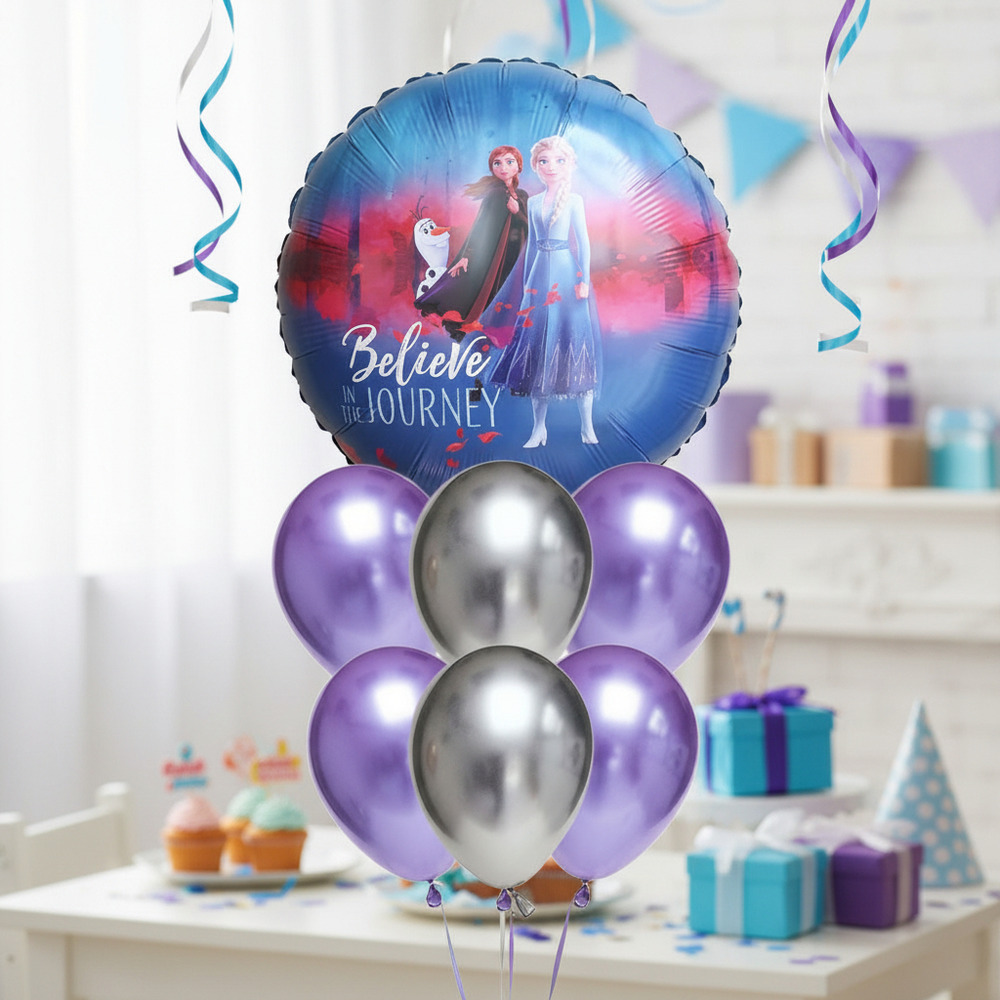 Set De Globos Decoración 7 Uds Personajes Frozen - Imagen 2
