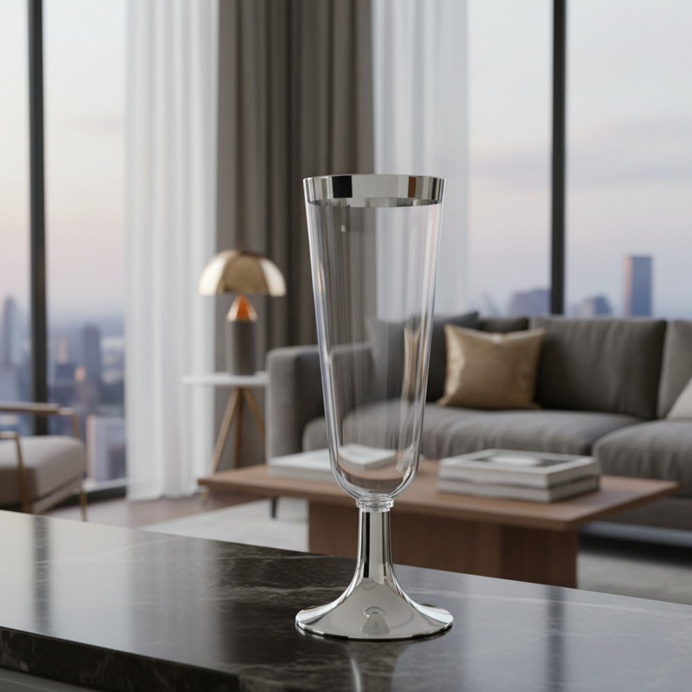 Pack 6 Uds Copas De Plástico Borde Metalizado - Imagen 2