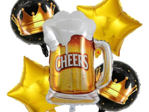 Set De Globos 5 Uds Taza Cerveza + Estrellas + Círculos