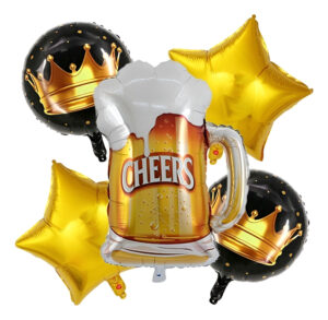 Set De Globos 5 Uds Taza Cerveza + Estrellas + Círculos