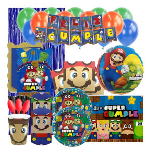 Set De Cumpleaños + Piñata Motivo Super Mario 6 Personas