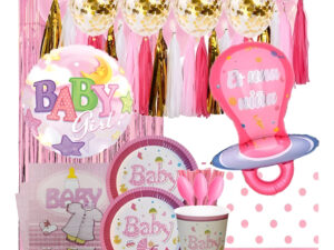 Set Decoración Fiesta + Globos / Motivo Baby Shower / Rosa