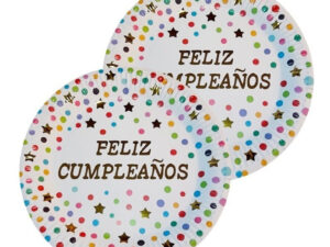 Pack 10 Uds Plato Pequeño Cartón / Diseño Feliz Cumpleaños