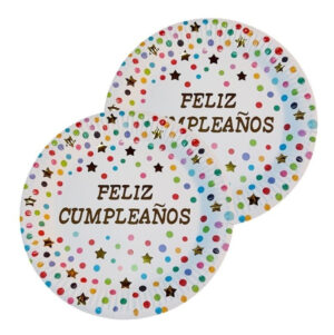 Pack 10 Uds Plato Pequeño Cartón / Diseño Feliz Cumpleaños
