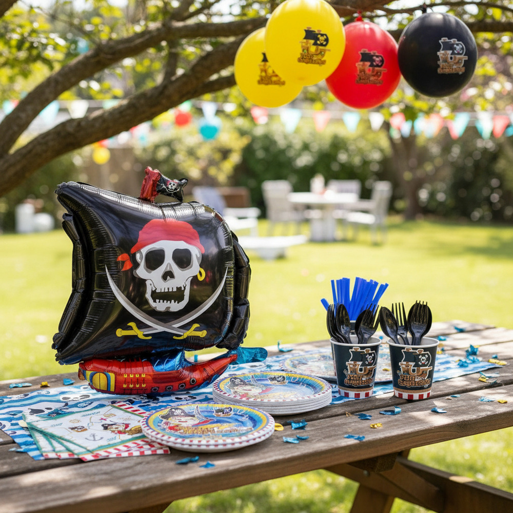 Set Decoración Para Fiesta Globos + Piñata + Motivo Pirata - Imagen 3