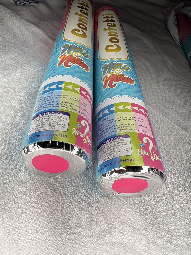 Cañón Confeti Revelación De Género Azul O Rosa Pack De 2 Und - Imagen 9