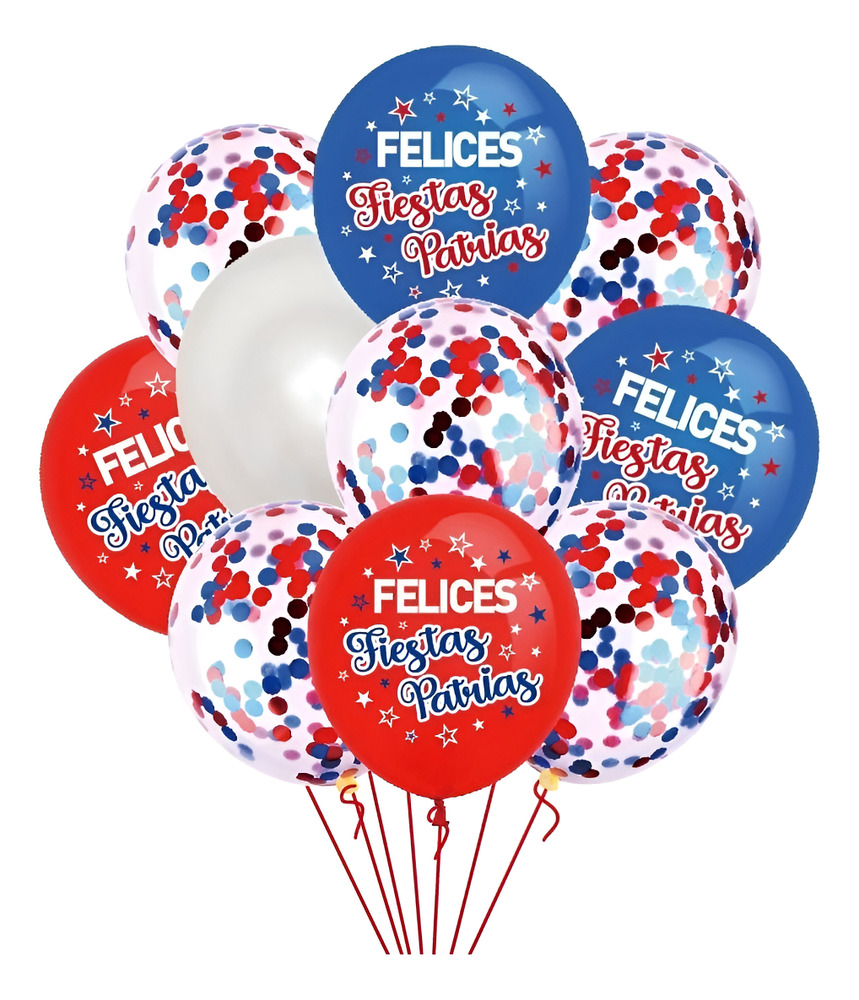 Set Globos Decoración 10 Uds Diseño Felices Fiestas Patrias